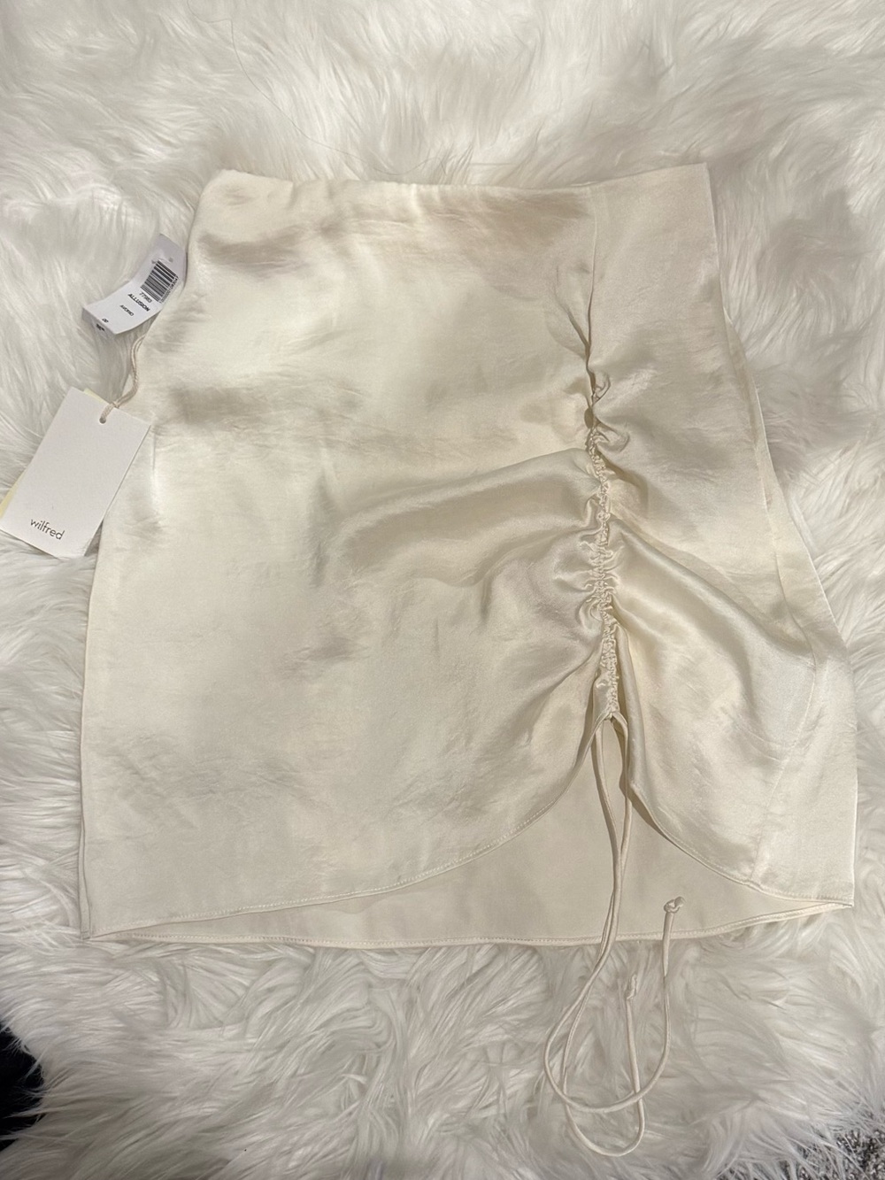 Wilfred Allusion Satin Ruched Mini Skirt